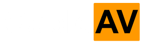 CableAV字标：白色字母与橙色方标